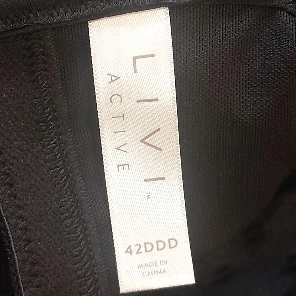 LIVI Sports Bra Convertible Max Support Underwire High Impact 42DDD Black NWT